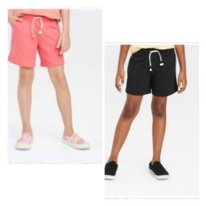 [NWOT] 2 Pairs Girls Pull-On Midi Shorts Cat & Jack Coral Orange & Black XL Plus